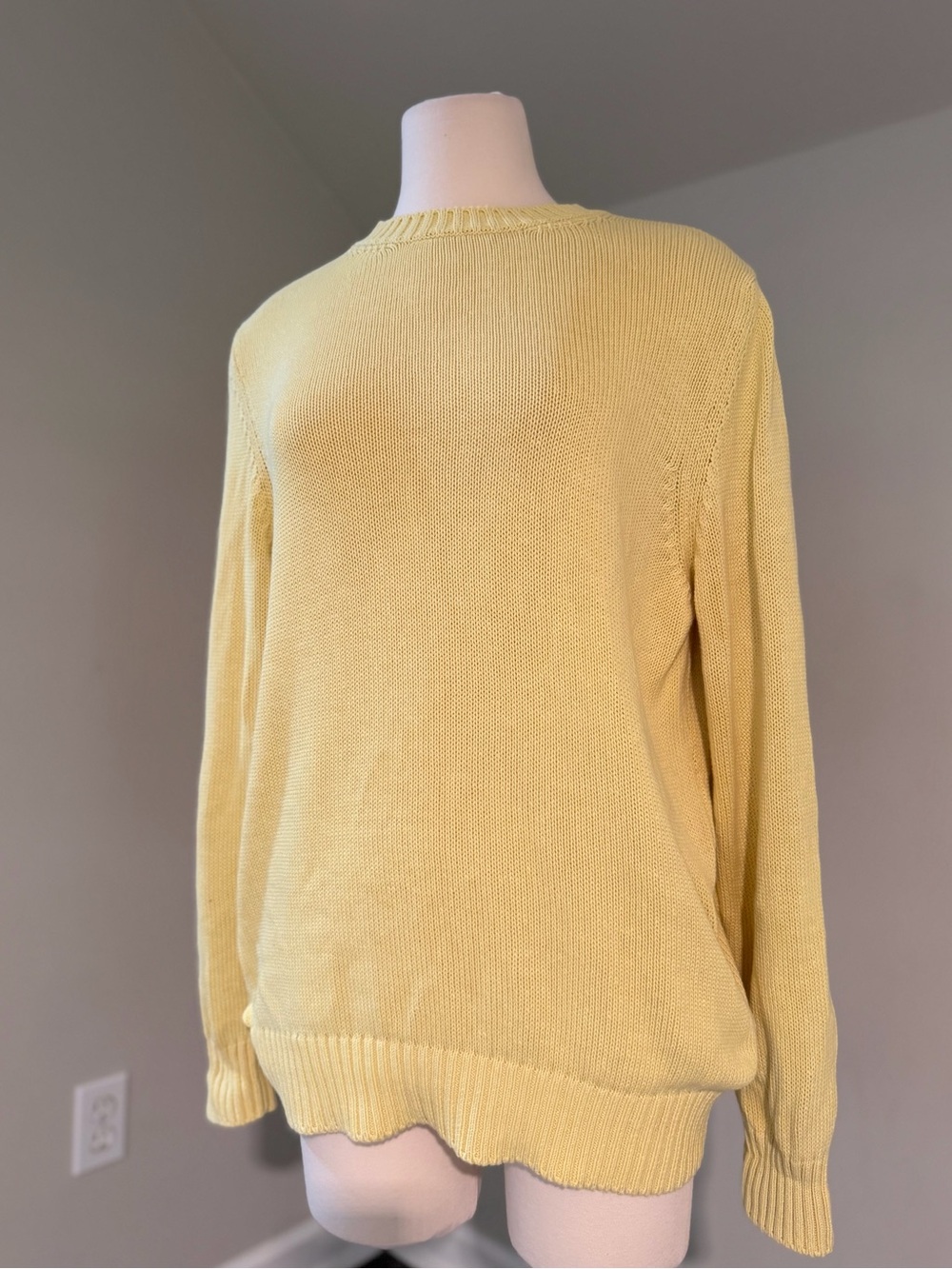 Italian Bruno Manetti Sweater - Butter Yellow, Knit, Ribbed,, 100% Cotton, Cable